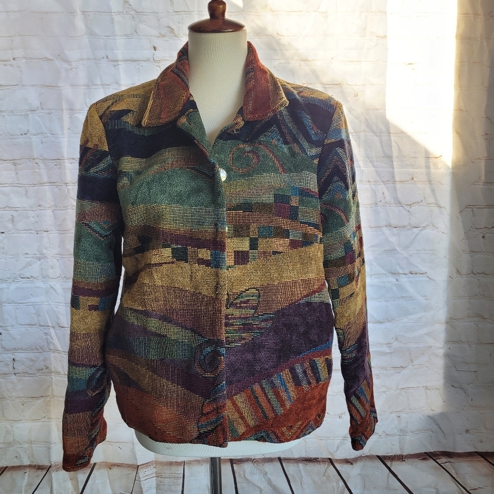 Vintage Expose Tapestry Blazer Sz M - Picture 2 of 6